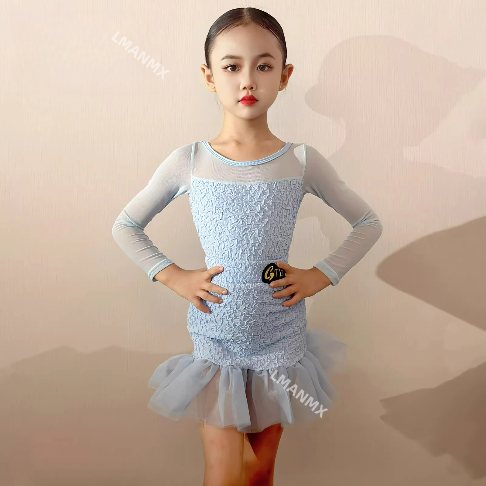 

Новое платье для латиноамериканских танцев, осеннее, для тренировок, с длинным рукавом, комплект для выступлений