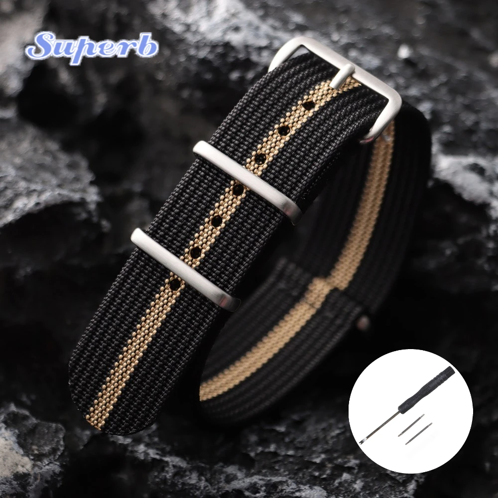 Neues geripptes Nylon-Uhrenarmband, Nylon-Uhrenarmband, 18 mm, 19 mm, 20 mm, 22 mm, Uhrenarmband-Zubehör für Militäruhrenarmbänder