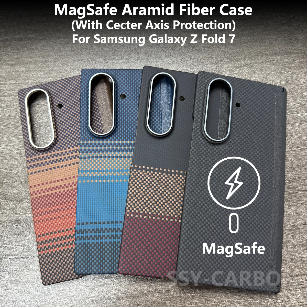 

Z Fold 7 Aramid Phone Case for Samsung Galaxy Z Fold 7 Magnetic MagSafe Carbon Fiber Cover With Center Axis Qi2 Charging Armor