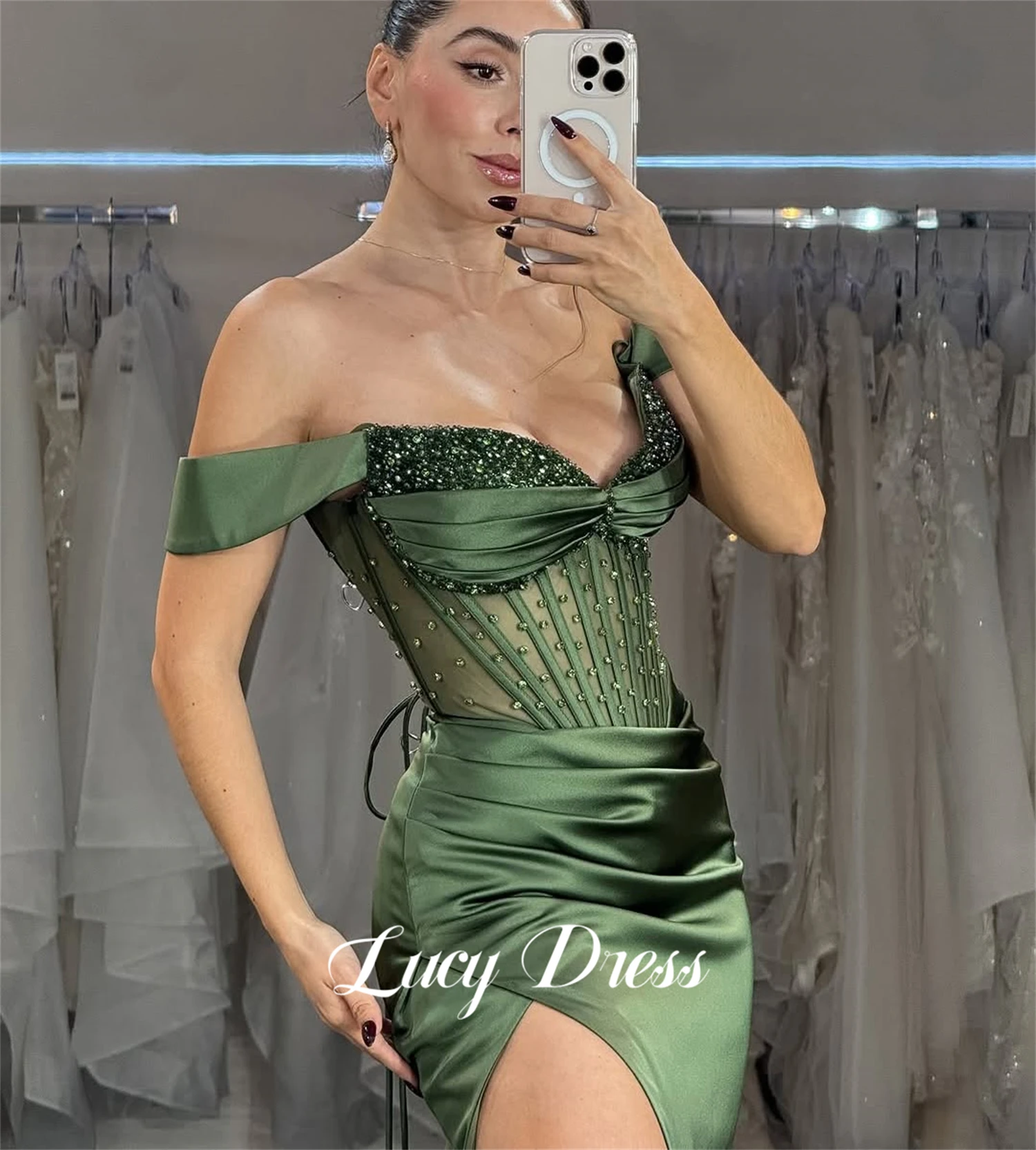 

Lucy Customized Gala Dress Luxurious Women's Evening Dresses for Special Occasions Mermaid Beaded Decoration prom dresses