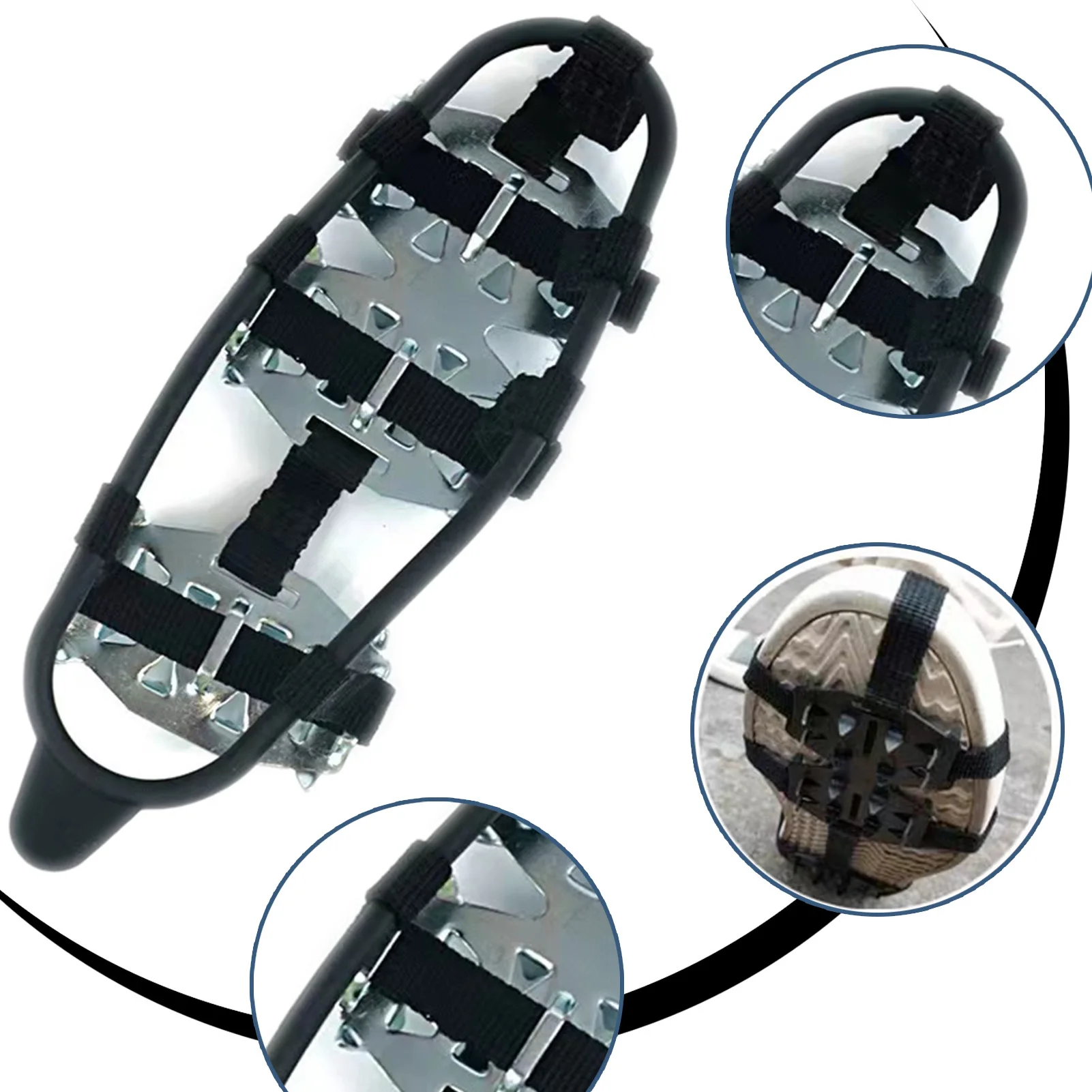 24-Stolzen-Anti-Rutsch-Eisgreifer-Stollen, Schneegriffe mit Stahlspitzen für Wandern, Bergsteigen und Outdoor-Sportarten