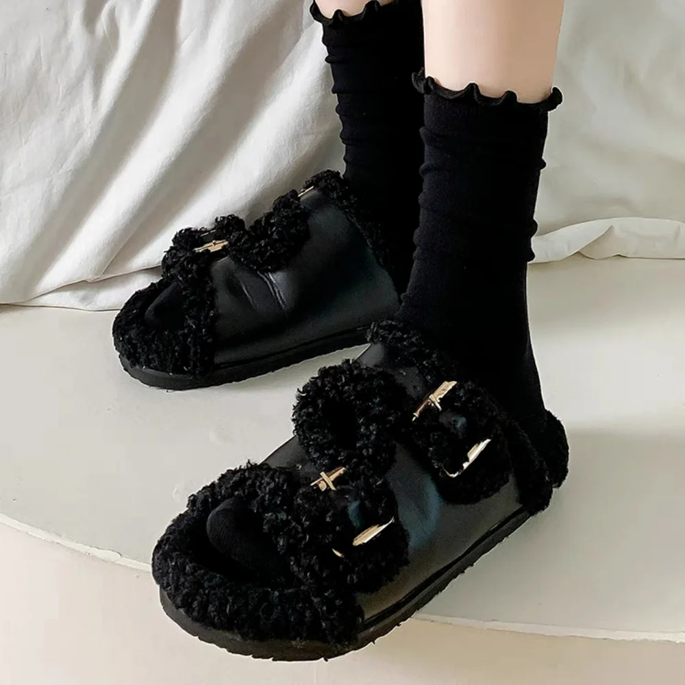 Women Ruffle Frill Cuff Stackable Mid Calf Cotton Socks Thin Slouch Socks Black White Frilly Socks Match Loafers Leather Shoes