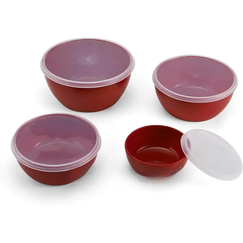 Classic Prep Bowls with Lids, Set of 4, Empire Red