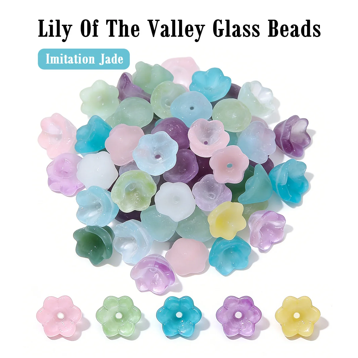 12x7mm Lily of the Valley Glass Flower Beads Gradient Jade Style Loose Beads for DIY Bracelet Necklace Jewelry Making 10pcs