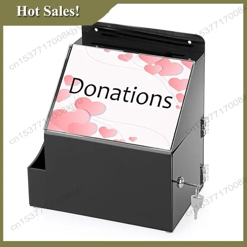 -A23G Acrylic Suggestion Box With Lock Wall Mounted Acrylic Donation Box With 5X7inch Sign Slot Office Ballot Boxes