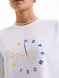 Бути Перемозі Women's Summer Boutique Shirt Drop Sleeve Cool Tee Ukraine Patriotism Simple Casual Printing Cotton T-Shirt