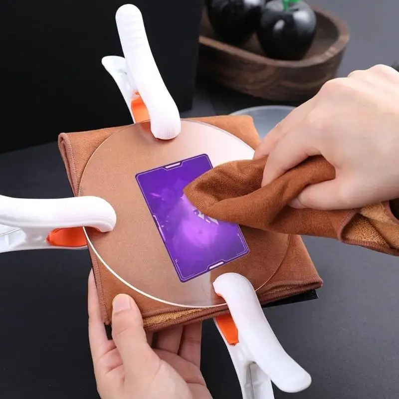Y1UB Trading Card Cleaning for Collectors with Acrylic Press Plate Storage Bag and Microfiber Cloth Restoring Trading Cards