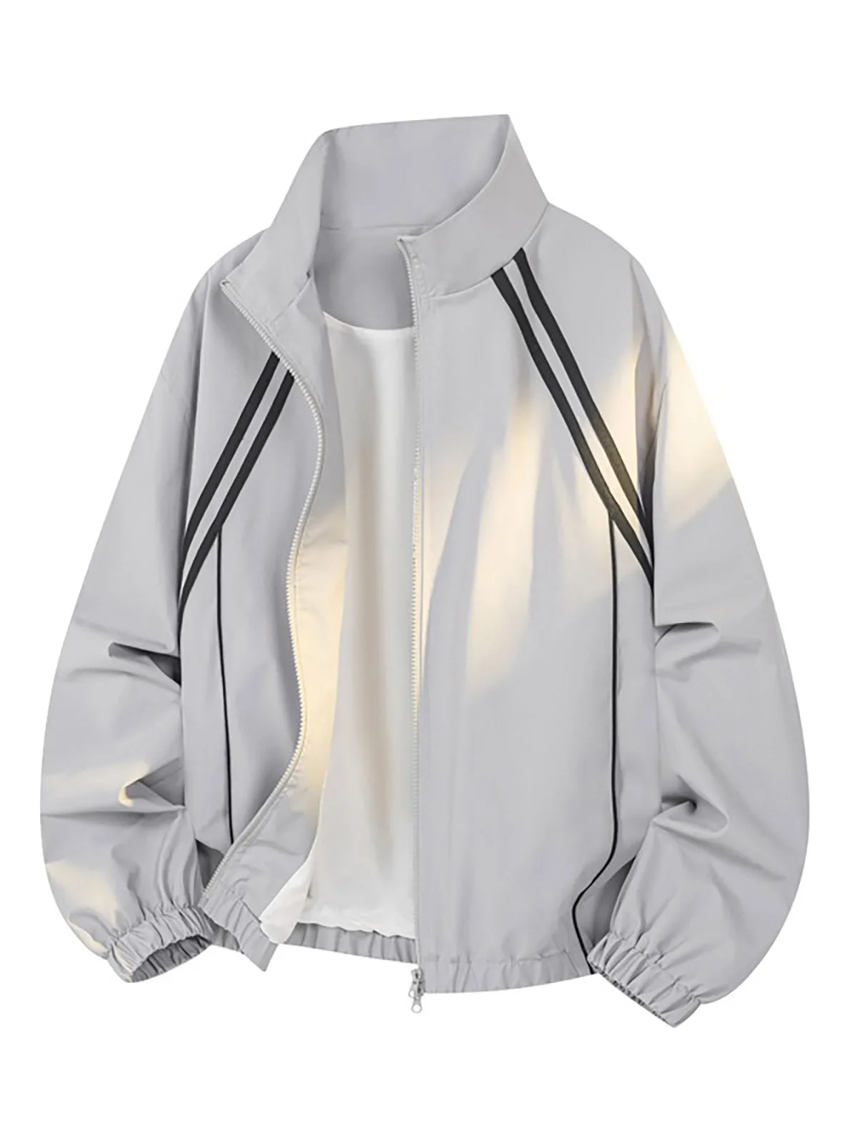 Harringto Stripe Short Pilot Jacket Men's Casual Windproof Commuter Coat Stand Collar Baseball Style Autumn Fashion Outerwear