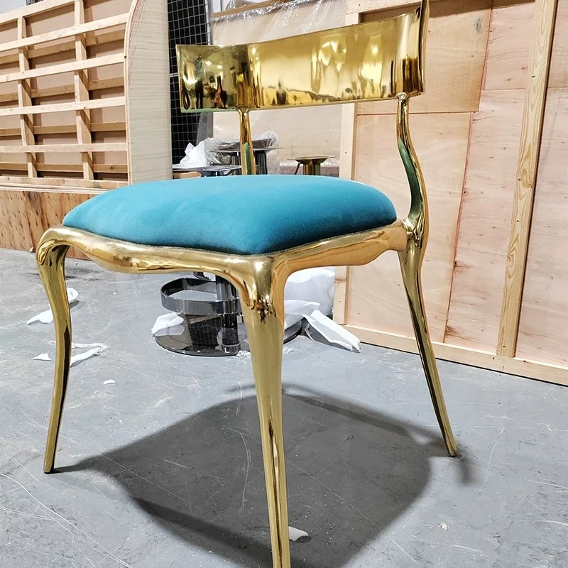 Light luxury dining chair high-end special-shaped creative simple leisure chair design modern home Italian backrest pure copper