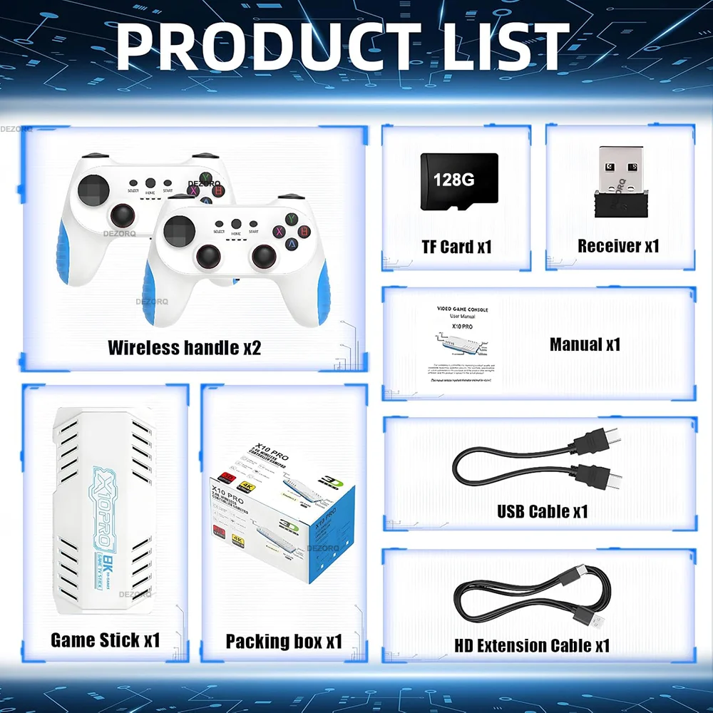 X10 Pro Retro Gaming Console 128G Game Stick Ingebouwde 50000 Retro Games 40+ Emulators S905 x 3 TV Video Game Consola
