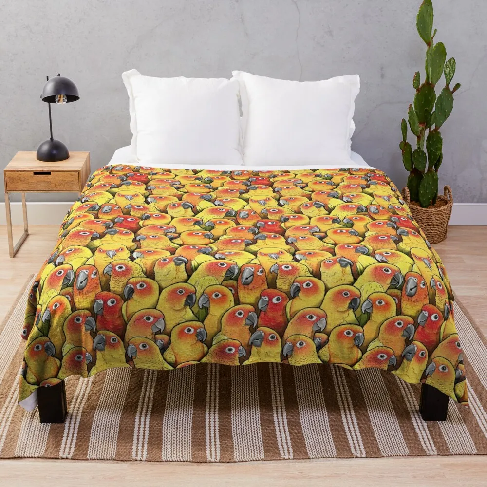 Sun Conures Throw Blanket Sofa Fashion Sofas Decoratives Soft Plush Plaid Blankets