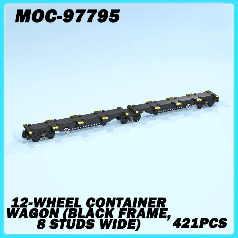 

MOC-97795 Mini Train Series 12-Wheel Container Wagon (black frame, 8 studs wide) Education Model Brick Puzzle Toy Birthday Gifts