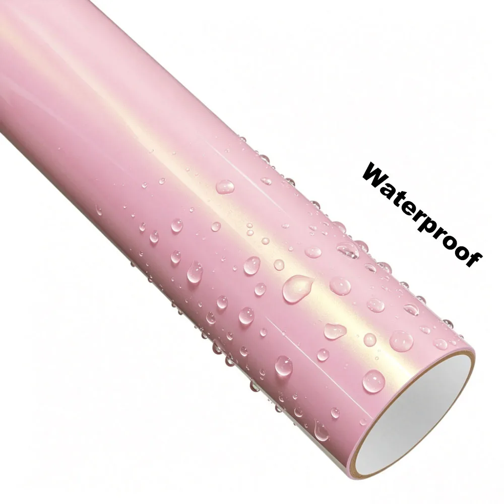 Car Wrap Film Glazed Gold Pink Auto Color Change Vinyl Film PVC Sticker PET Bubble Free Wrapping Car Accessories Auto Decals