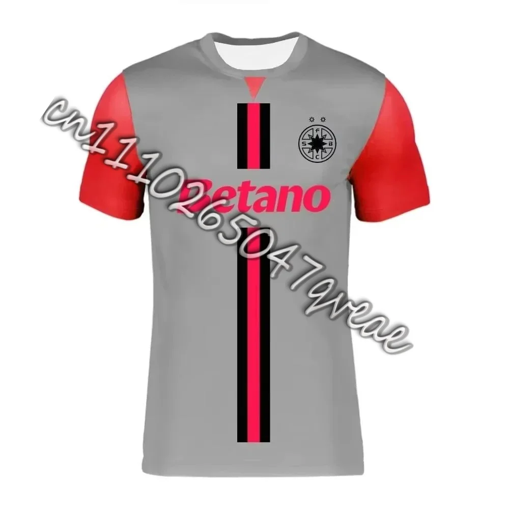 

2026 Новое поступление, стиль FCSB Away, домашний футбольный трикотаж для мужчин и женщин, повседневная спортивная футболка на открытом воздухе, дышащая футболка, 3D модный топ, футболка