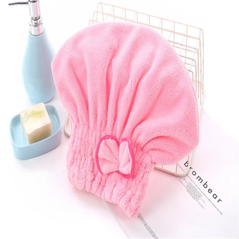 Microfibre Quick Hair Drying Bath Spa Bowknot Wrap Towel Hat Cap for Bath Bathroom Accessories Shower Cap Women Hair head cover