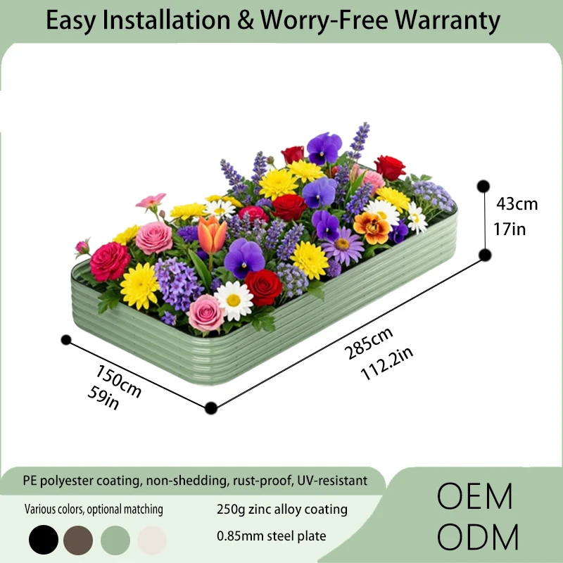 Modern Steel Raised Garden Bed, Large Capacity Outdoor Planter Box, Durable Vegetable Flower Growing Container for Backyard