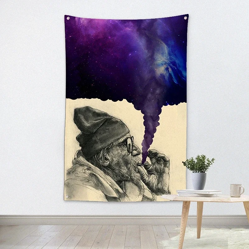 Smoking Reggae Rock Band Hanging Art Waterproof Cloth Polyester Fabric 56X36 inches Flags banner Bar Cafe Hotel Decor