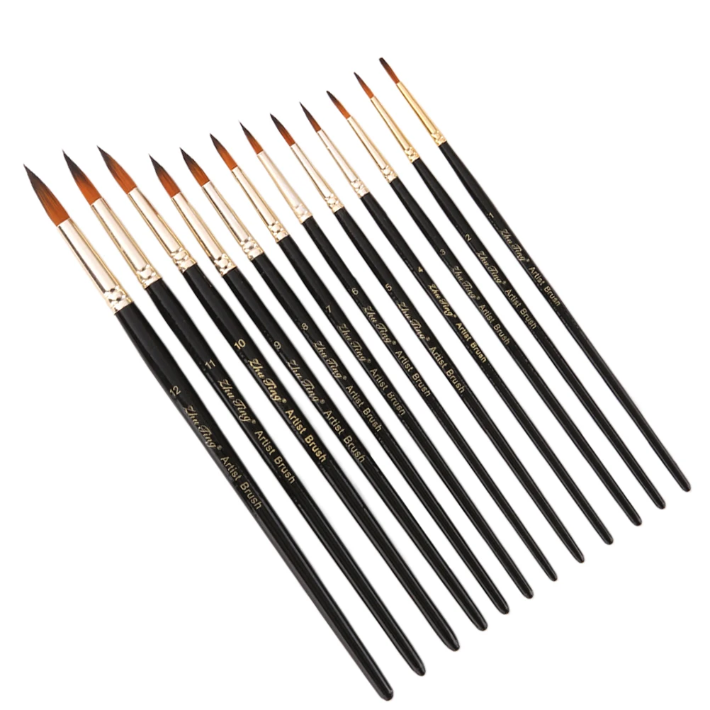 

12 Pcs Color Drawing Brushes Set Brushes Durable Nylon Paintbrushes Craft Watercolor School Church Safe Face Painting Set