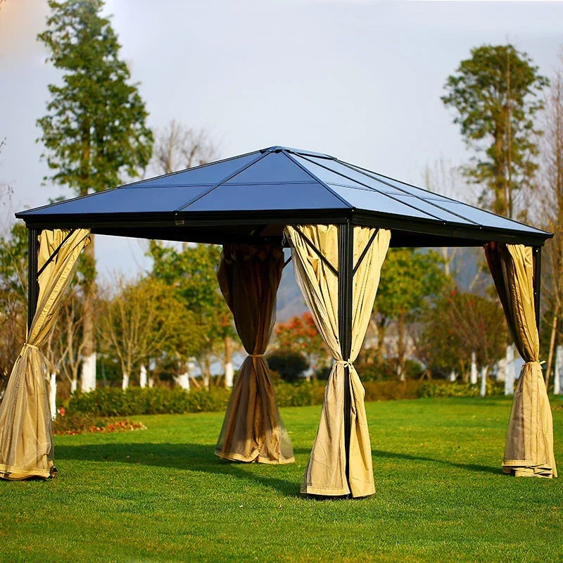 Party Outdoor Galvanized Fabric Roof 4*4M Luxury Aluminium Outdoor Big Gazebo Pavilion Waterproof Awning Retractable