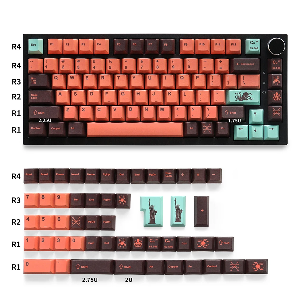 GMK Copper Cherry Profile Keycaps PBT Material 134 Keys Five Side Dye-Sub Keycap for 61/87/104/108 Mx Switch Mechanical Keyboard