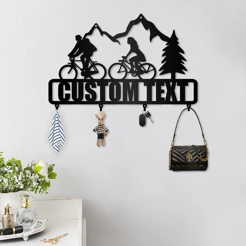 

1pc cycling creative funny Custom Text Iron Key Holder Metal Rack For Wall