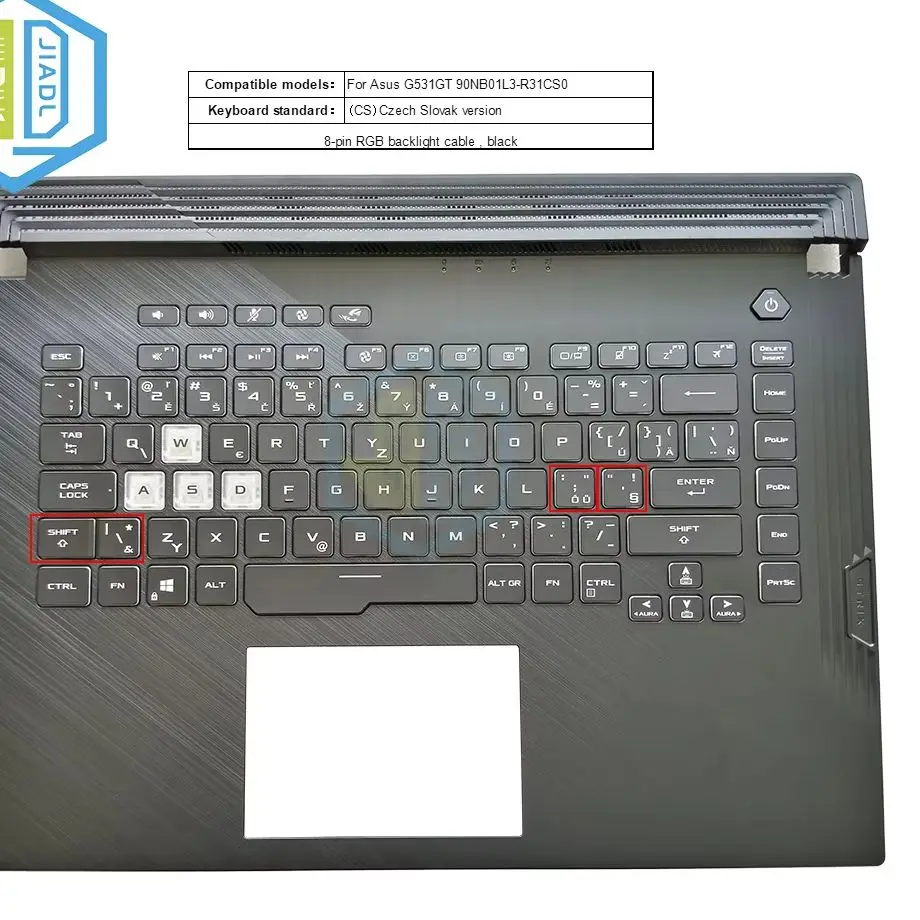 Original SP UK TR HU CZ PO LA 8PIN RGB Backlight Laptop Keyboard Topcase Palmrest For Asus G531GT G531 Keyboards Shell