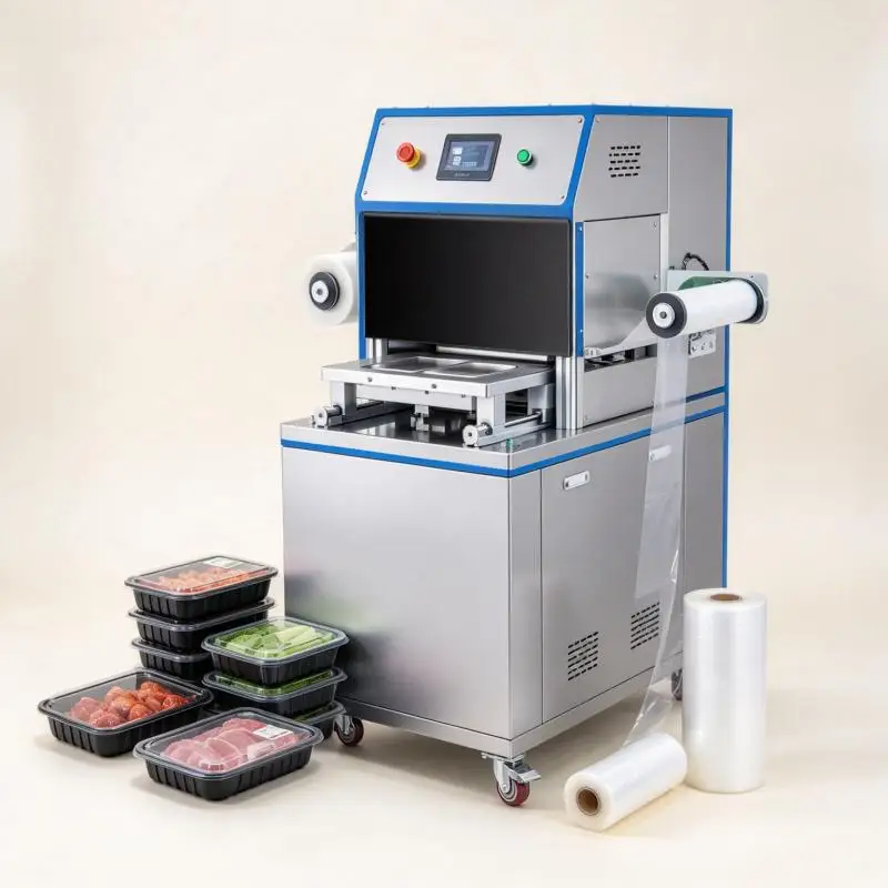 MAP Tray Packaging Machine Automatic Gas Flush Modified Atmosphere Sealer for Meat Seafood and Ready Food
