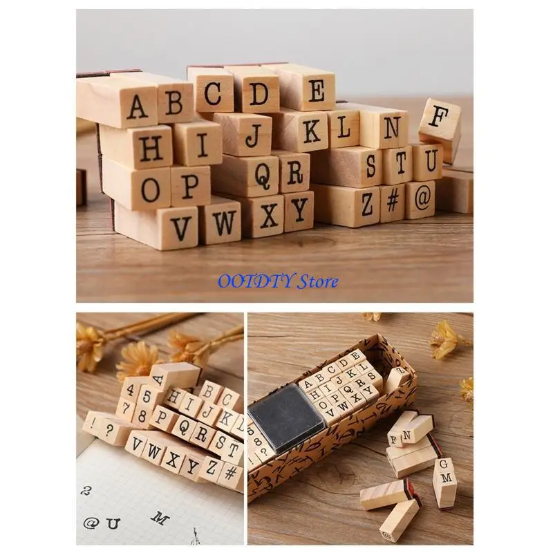 367A 40Pcs/Box Number Letter Stamp Typewriter Font Handwriting Word for Journal Scrapbooking Planner Diary Stamps