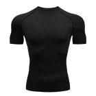 Men's Solid Color Short Sleeved T-shirt Compressed Quick Drying Breathable Training Suit Fitness Jujitsu Rashguard Top Gym Sport