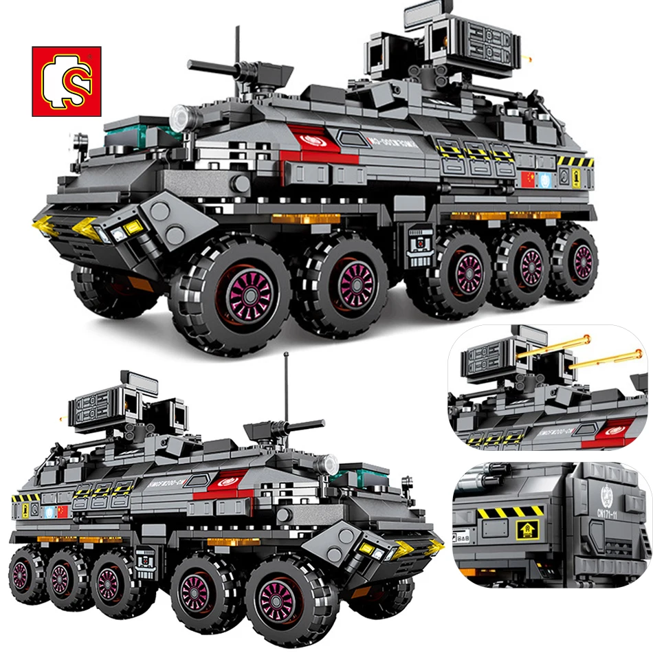 SEMBO City Movie Wandering Earth CN171 Chariot Trucks Building Blocks Military Tank Vehicle Soldiers Figures Bricks Tos Children