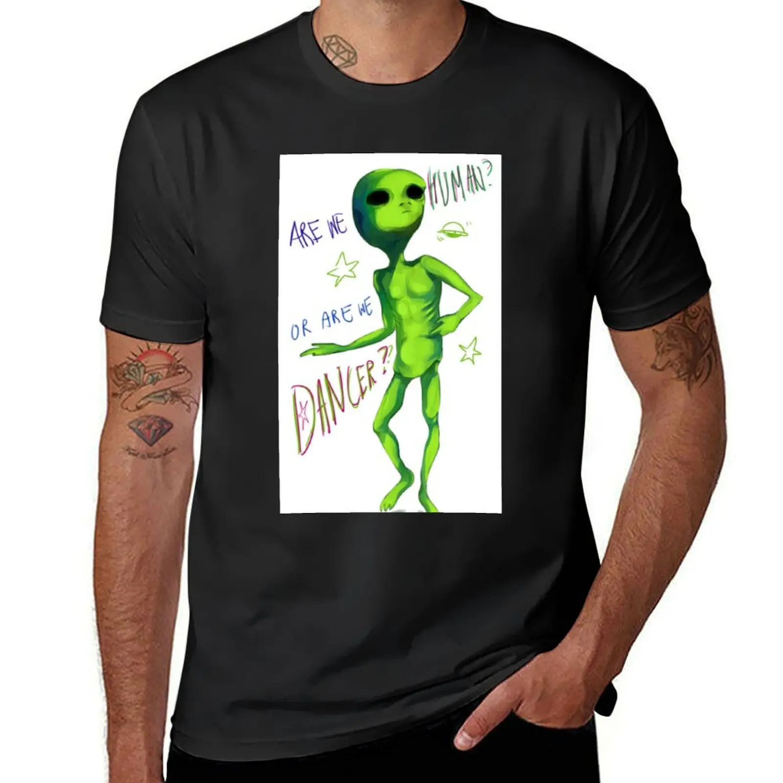 Are we human? Or are we dancer? T-Shirt Blouse plain customs tees Men's clothing