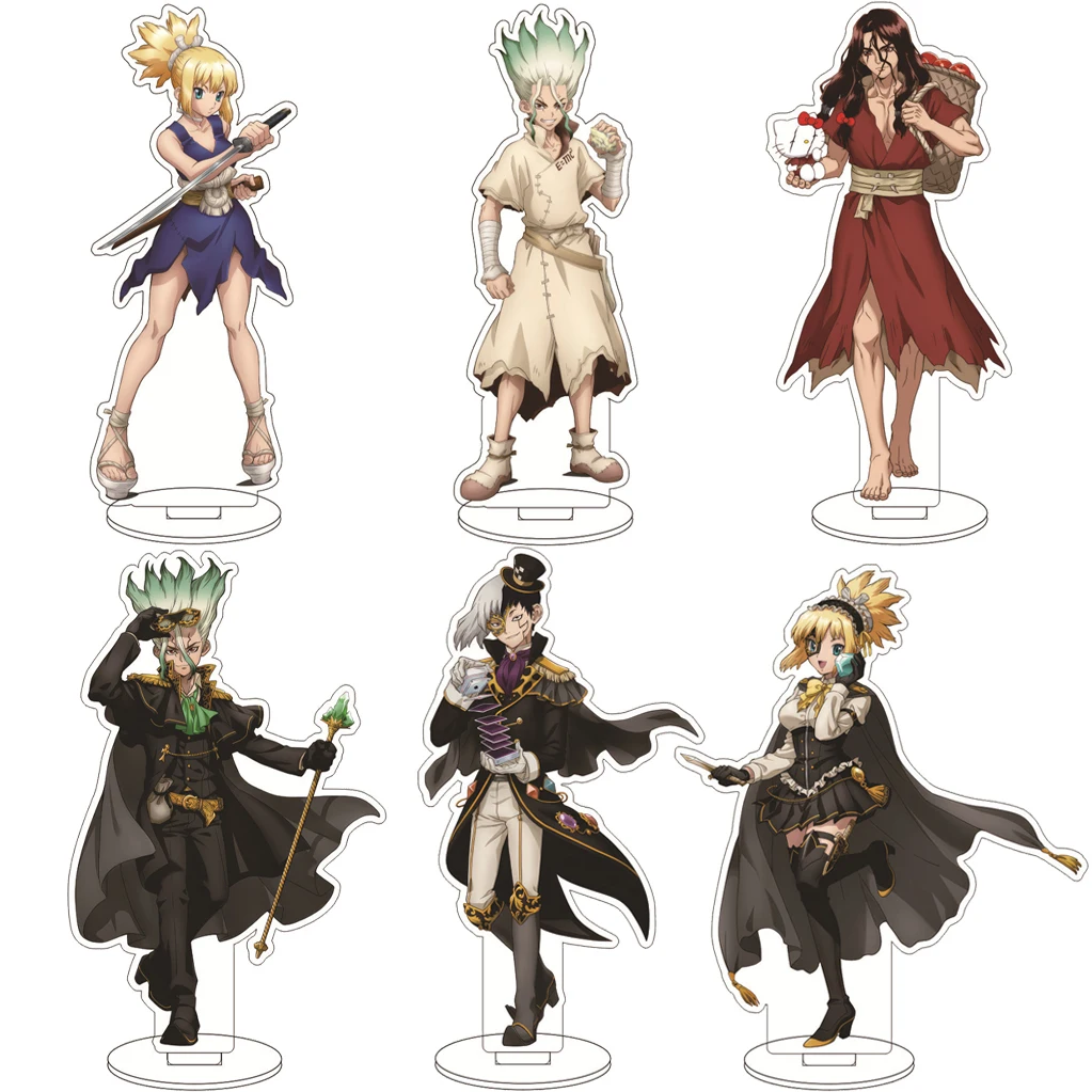 Figura de Acrílico de 16CM do Anime Dr.STONE com Personagens Ishigami Senku, Kohaku Ogawa, Yuzuriha, Shishio Tsukasa, Suika Oki e Taijiu