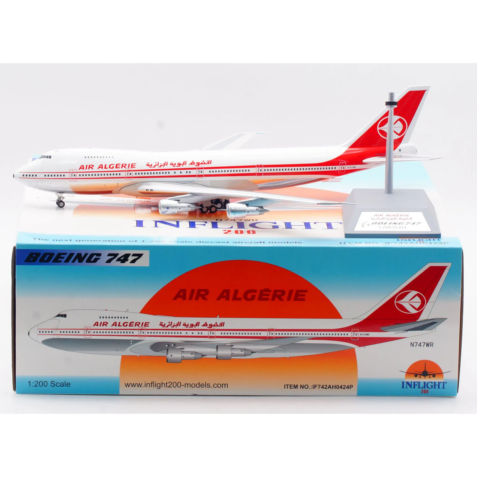 

IF742AH0424P Alloy Collectible Plane Gift INFLIGHT 1:200 Air Algerie Boeing B747-200 Diecast Aircraft Jet Model N747WR