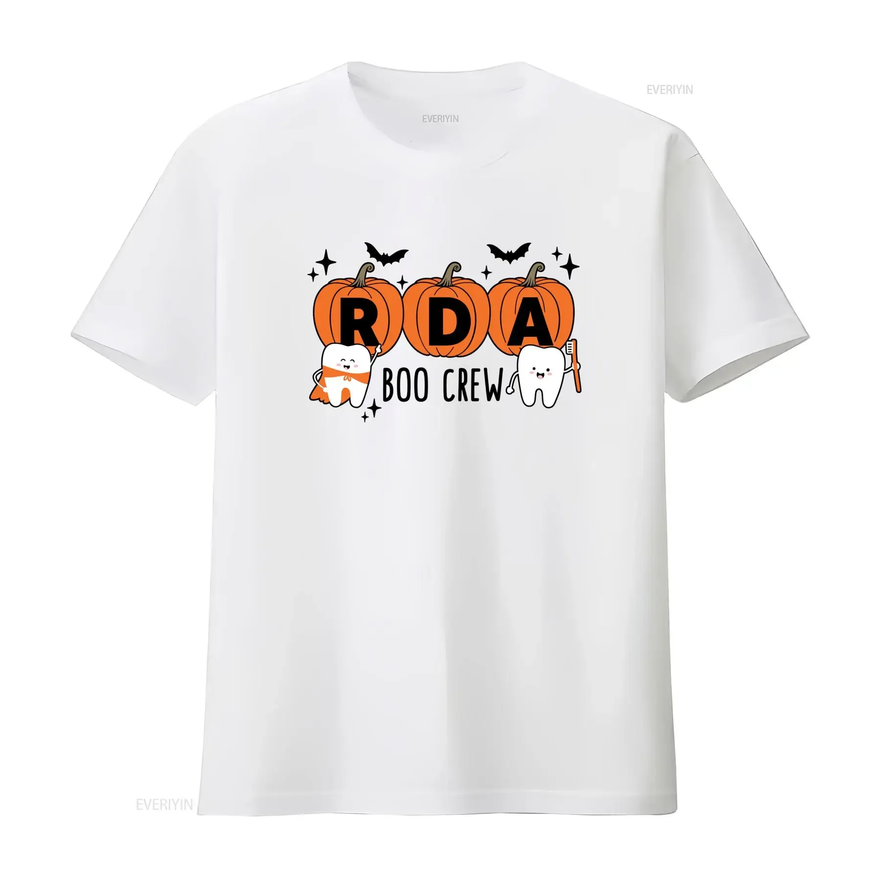 Funny Cartoon Halloween Dentist RDA Pumpkin Tooth Print Casual T Shirt vintage Washed graphic homme Stretched Versatile