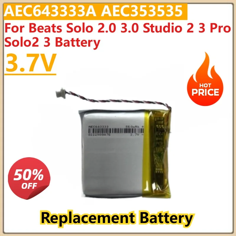 

New 3.7V AEC353535 AEC643333 Headset Battery for Beats Solo 2.0 3.0 Studio 2 3 Pro Solo2 3 Battery