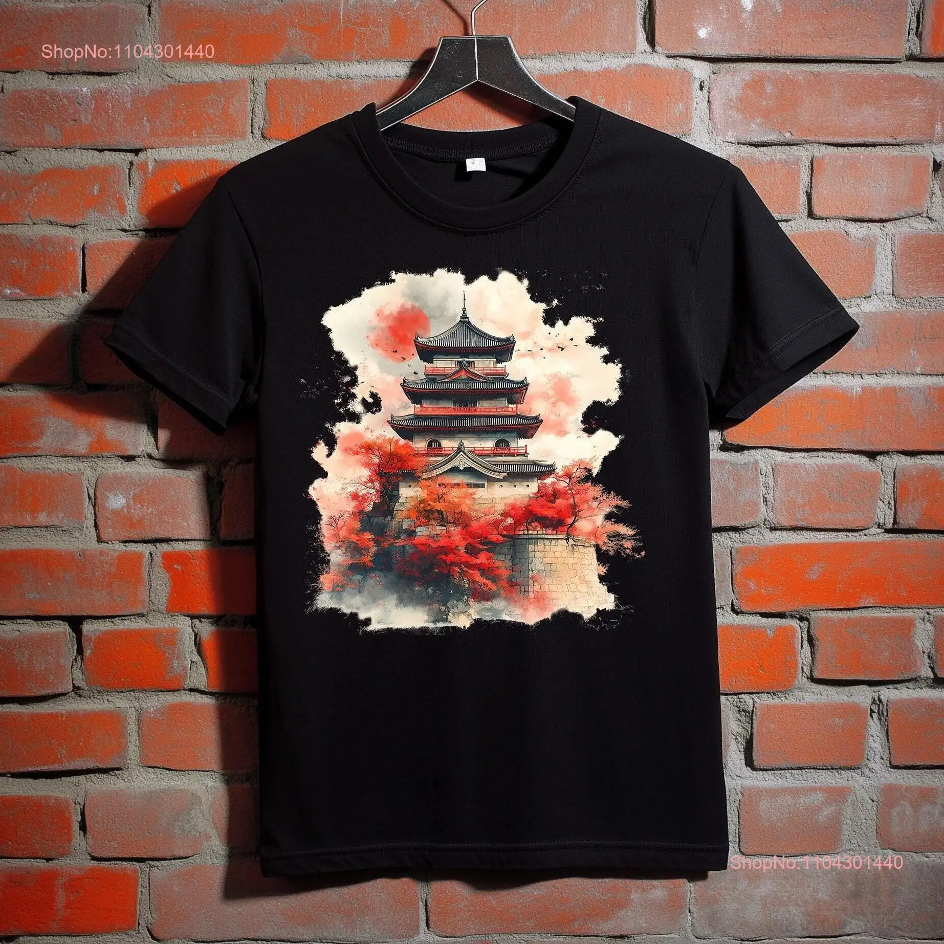 Japanese Castles T Shirt Historic Japan Samurai Culture Unique Castle Art Lover Bold Design long or short sleeves