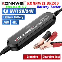 KONNWEI BK200 6V 12V 24V Bluetooth 5.0 Car Motorcycle Truck Battery Tester Analyzer 2000CCA Charging Cranking Test Tool