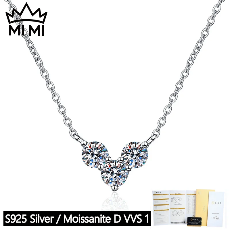 

MI MI 925 Sterling Silver Heart-Cut Lab Created Moissanite Collarbone Necklace GRA Certified with Gift Box