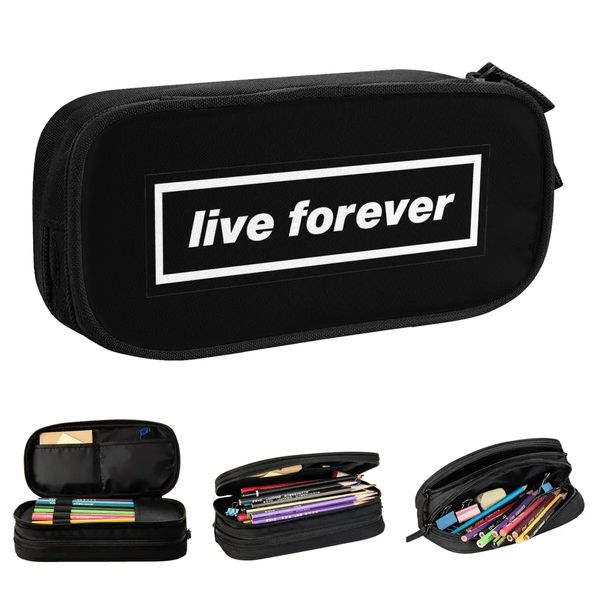 Oasised Live Forever Pencil Case Classic Pen Bags Student Large Storage Students School Gift Pencilcases