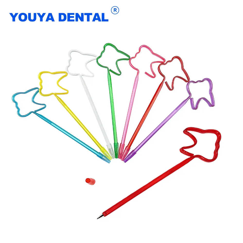 

1pcs Dental Tooth Shape Cute Bending Ballpoint Pen Clinic Plastic School Dentistry Dentist Creative Gifts Signing Pens lab