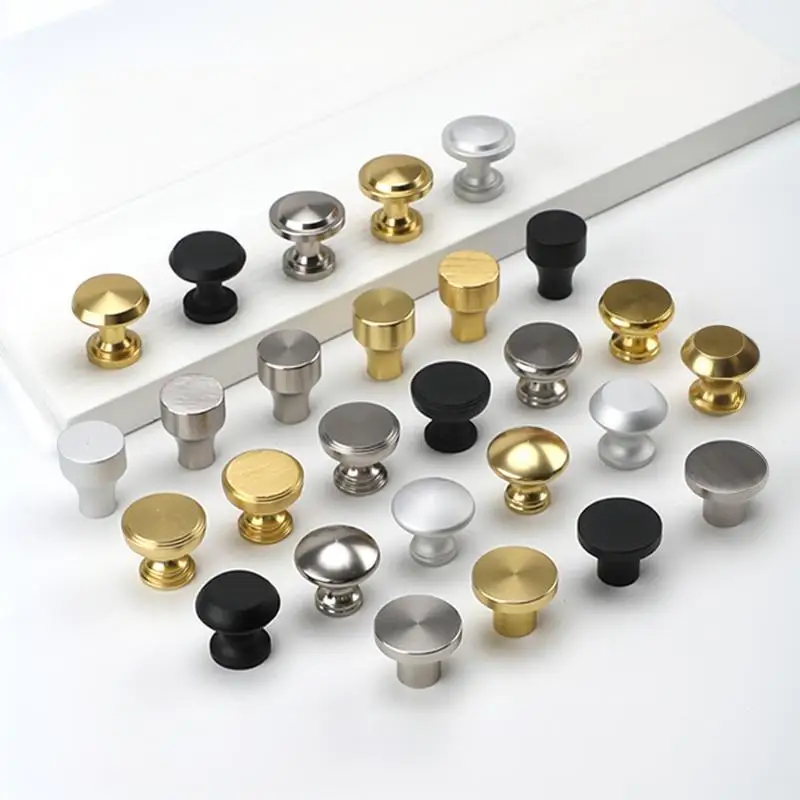 Home Decoration Silver Aluminum Single Hole Handle Modern Wardrobe Drawer Round Knob Kitchen Cabinet Furniture Small Door Handl