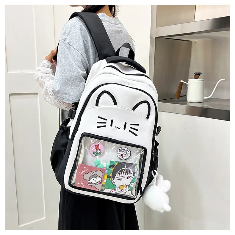 Cute Cat Women Backpack Large Capacity Ita Bag School Bags for Teenagers Girls Backpacks Female Daypack Bagpack Short Day Trips