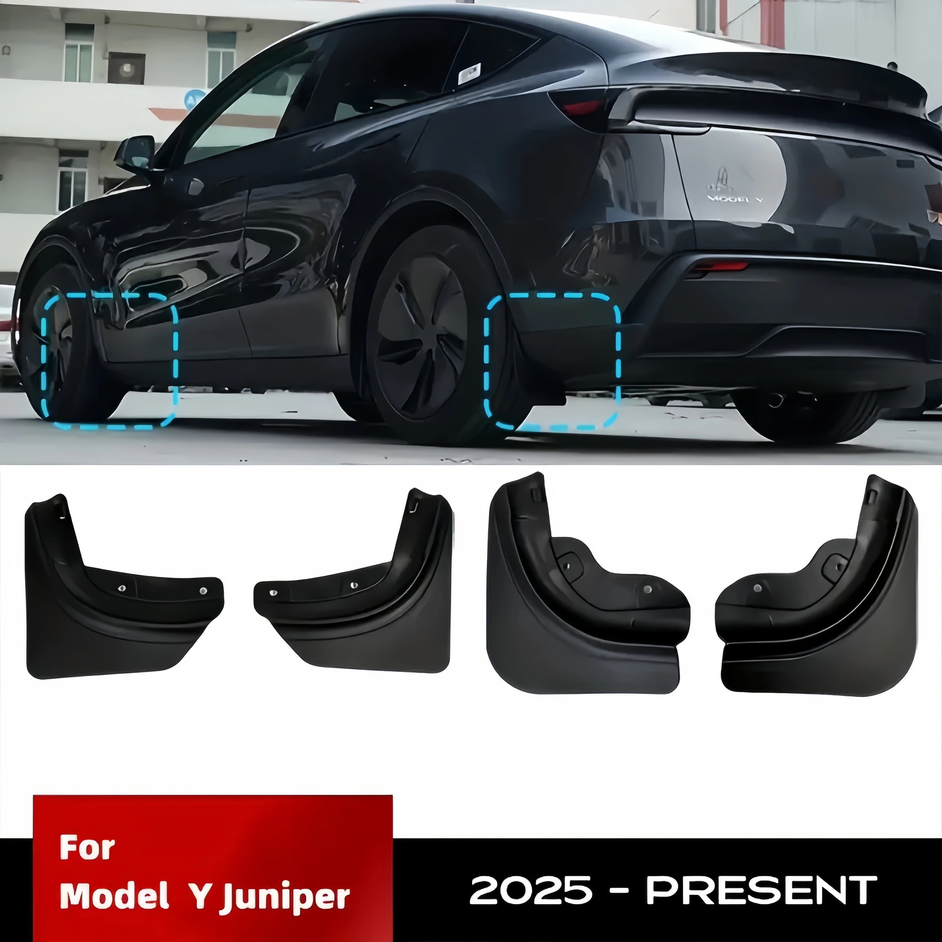 

4PCS For Model Y Juniper Mudguards Front And Rear Wheel Mudguards TPE Modification Accessories No Drilling Required