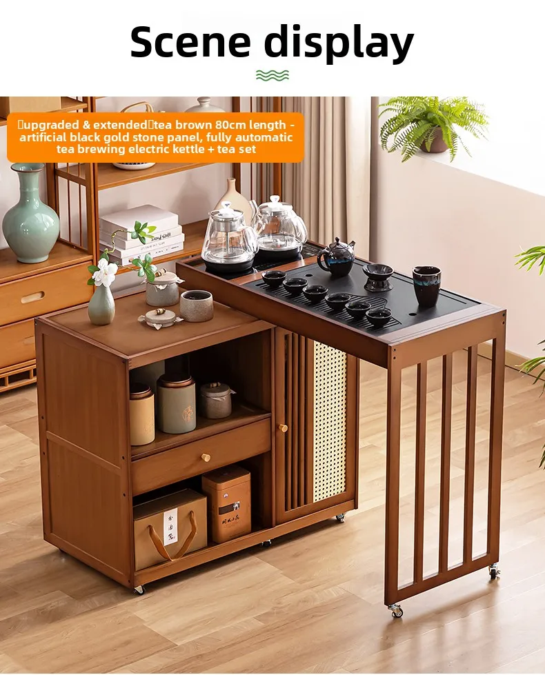2025 Hot Selling Portable Tea Table with Heating Kettle for Home Balcony Tea Ceremony