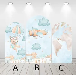 Mehofond Custom 2-Sided Bea Pilot Adventure Travel Kids Birthday Baby Shower Covers Chiara Arch Background Decor Backdrop Photo