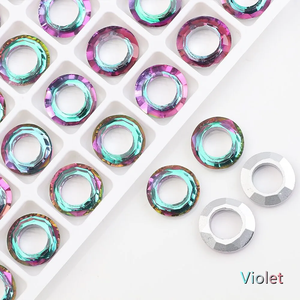 2PCS Crystal Round with Big Hole 14/20MM AB Ring of Angle Spacer Glass Flat Jewelry Making DIY Accessories Necklace Beads