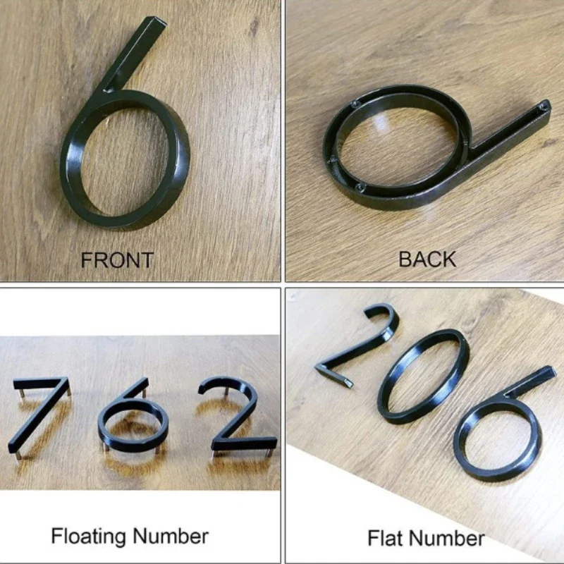 أرقام باب من سبائك الزنك 0-9 حرف A B عنوان فاخر أرقام منزل كبير لافتات عائمة حديثة أرقام خارجية علامة صندوق بريد #5