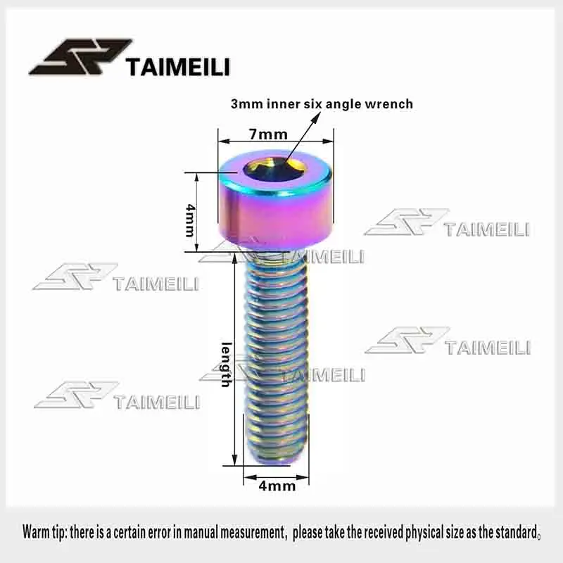 Temaili 4 Stück/Titanlegierungsschraube mit zylindrischem Kopf M4x10/12/15/25mm Fahrrad-Umbau-Schraube – Detail 2