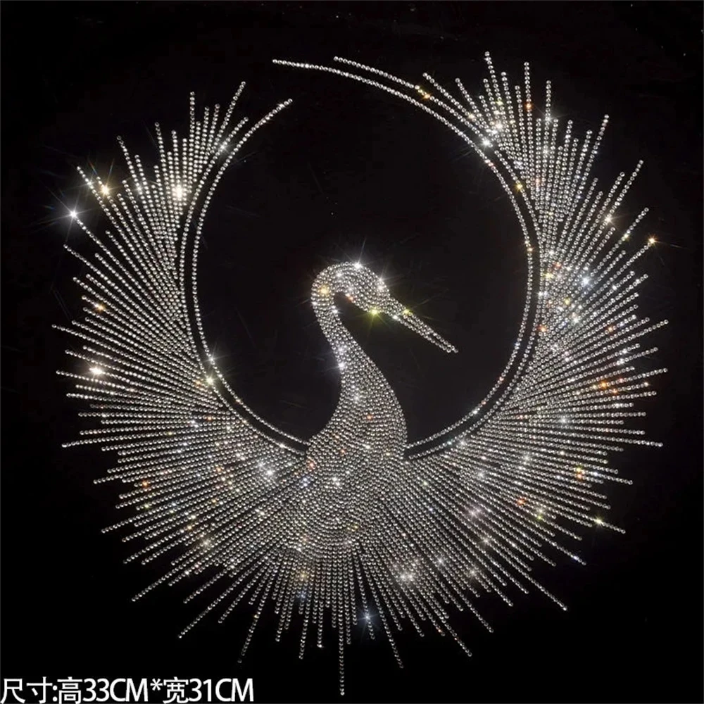 Super shiny swan diamond patch fashion big cloth patch hot diamond sequins DIY clothes T-shirt decoration patch