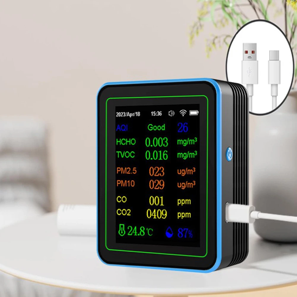 1pc WIFI Air Quality Meter 12 In 1 ABS Tester Indoor Outdoor Air Pollution Detector For Homes Offices Cultivation Areas